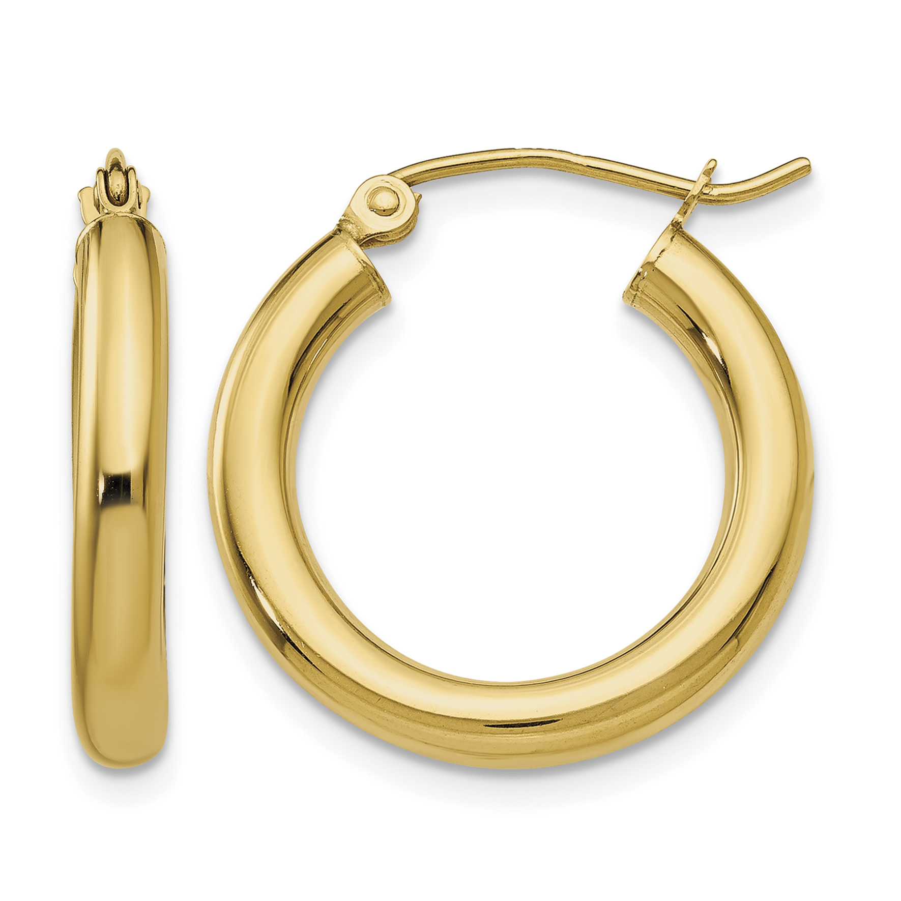 14k Polished 3mm Lightweight Tube Hoop Earrings (T938L)