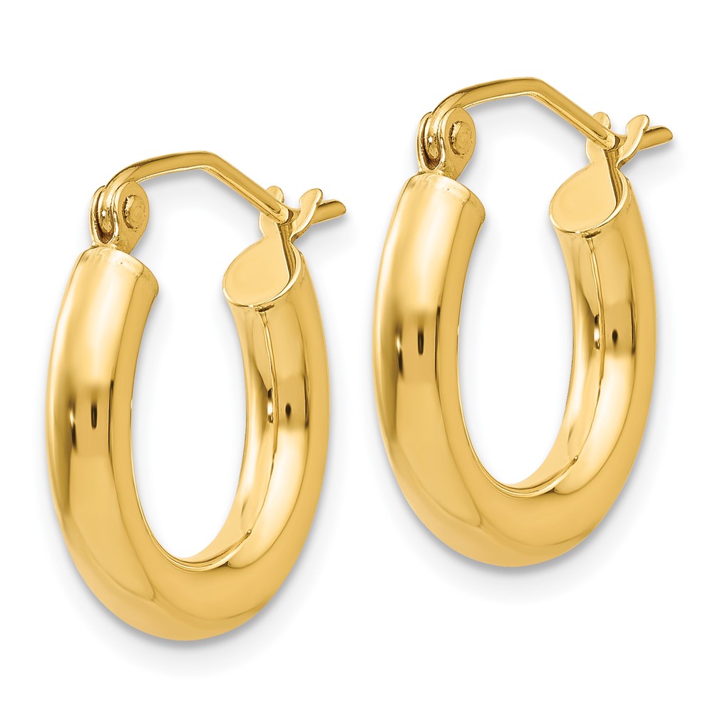 14k 14kt Yellow Gold Polished 3mm Round Hoop Earrings Pair 15mm | eBay