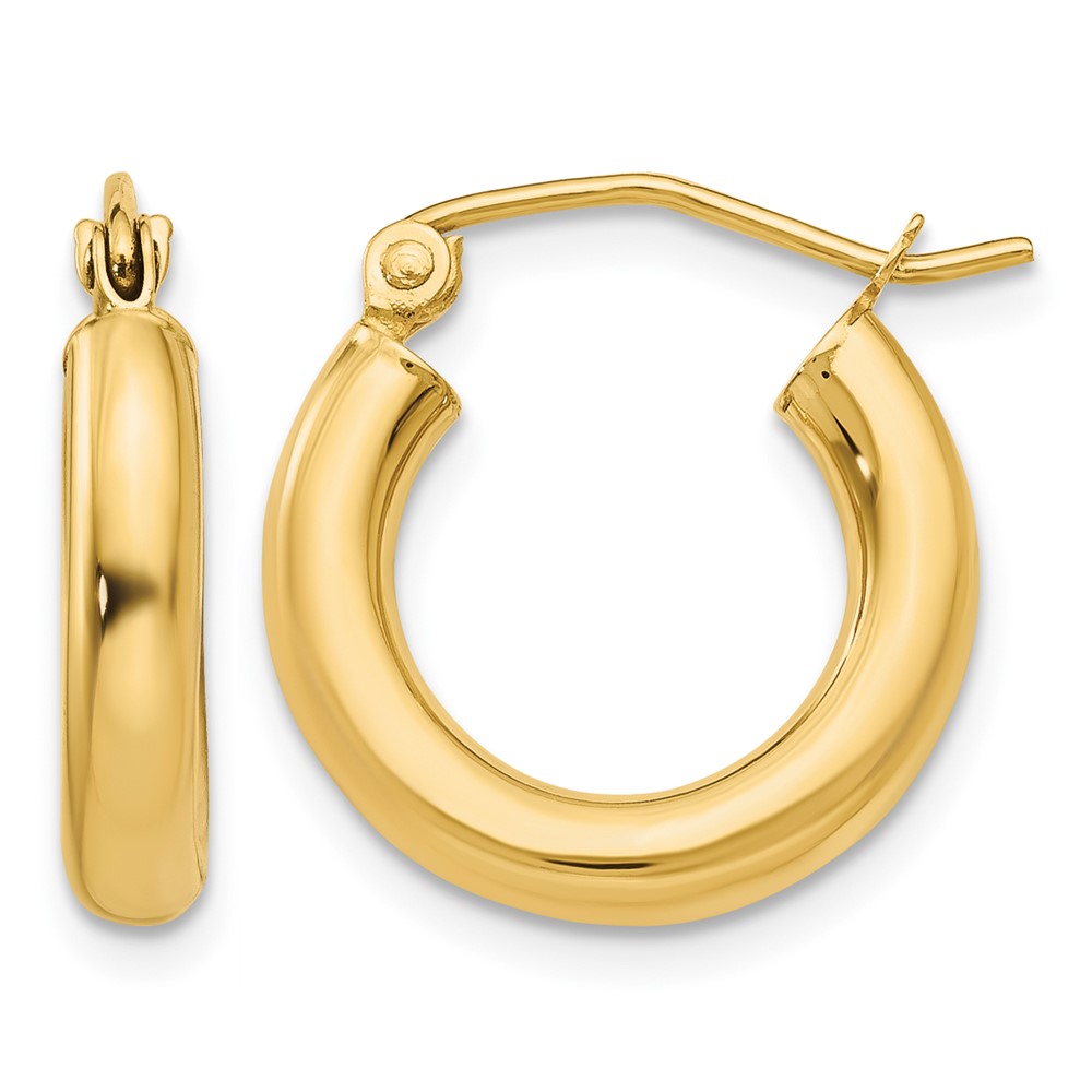 14k Polished 3mm Lightweight Tube Hoop Earrings (T939L)
