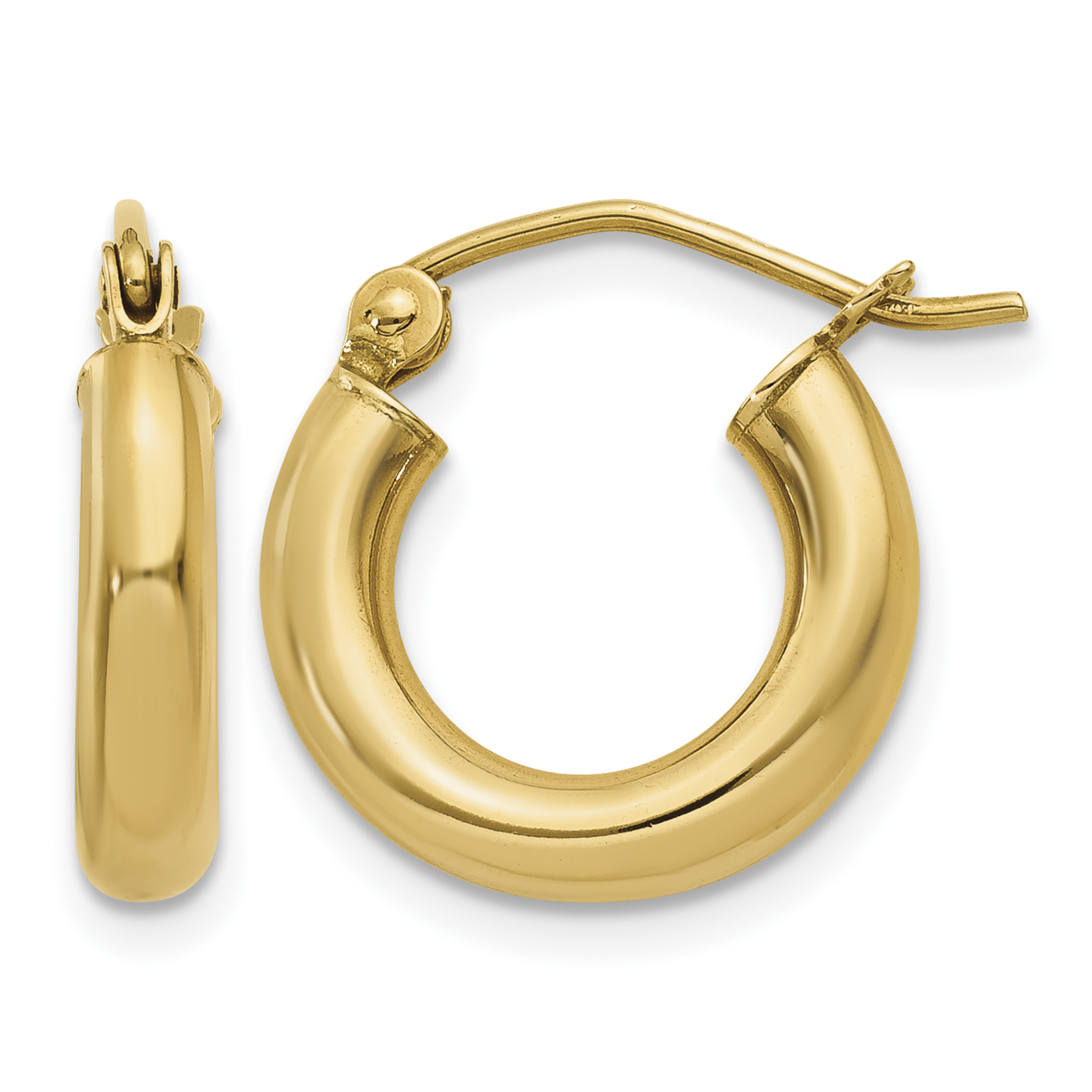 14k Polished 3mm Lightweight Tube Hoop Earrings (T940L)