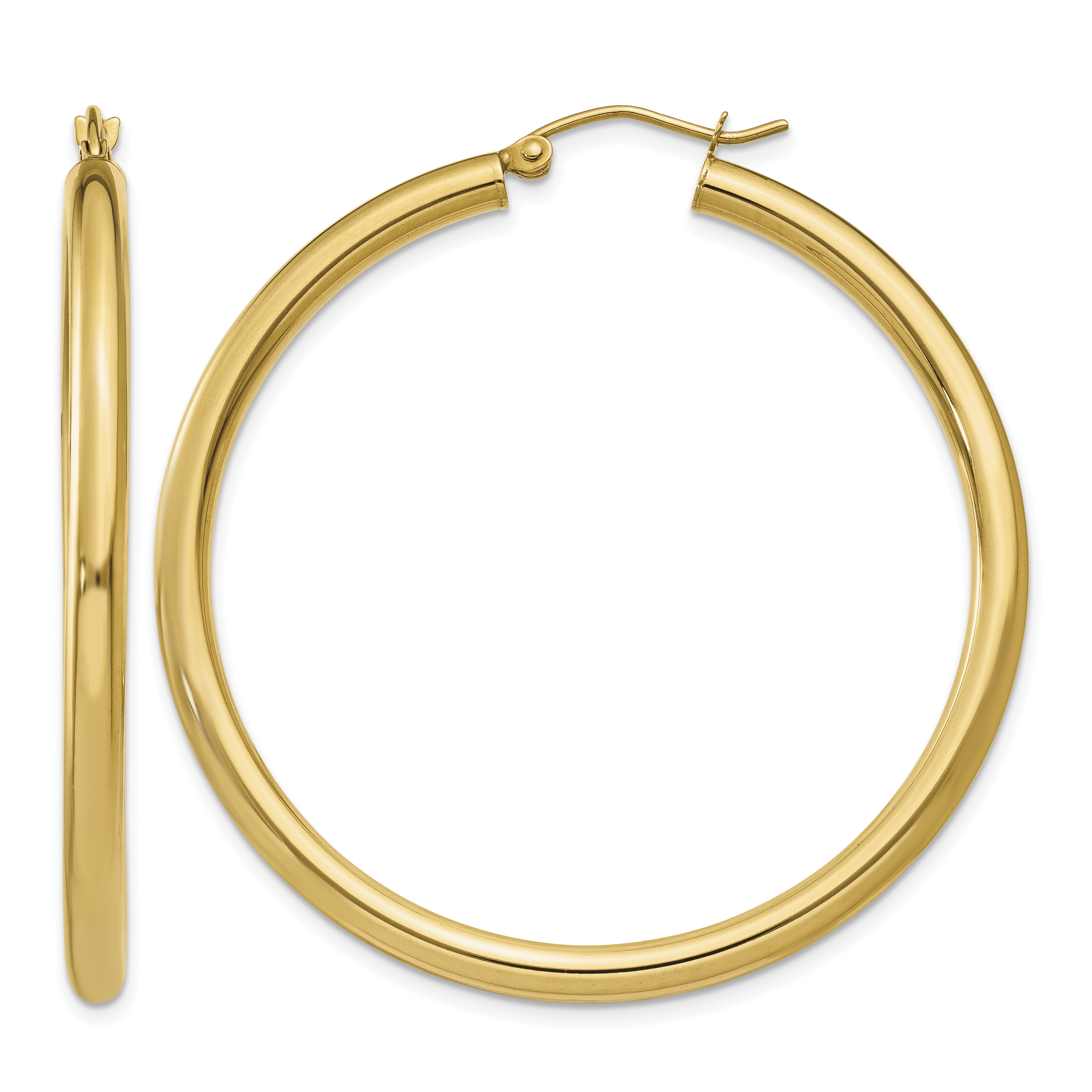 14K Polished 3mm Lightweight Tube Hoop Earrings (T942L)