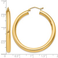 14K Yellow Gold 4x 40mm Polished Lightweight Tube Hoop Earrings view 4