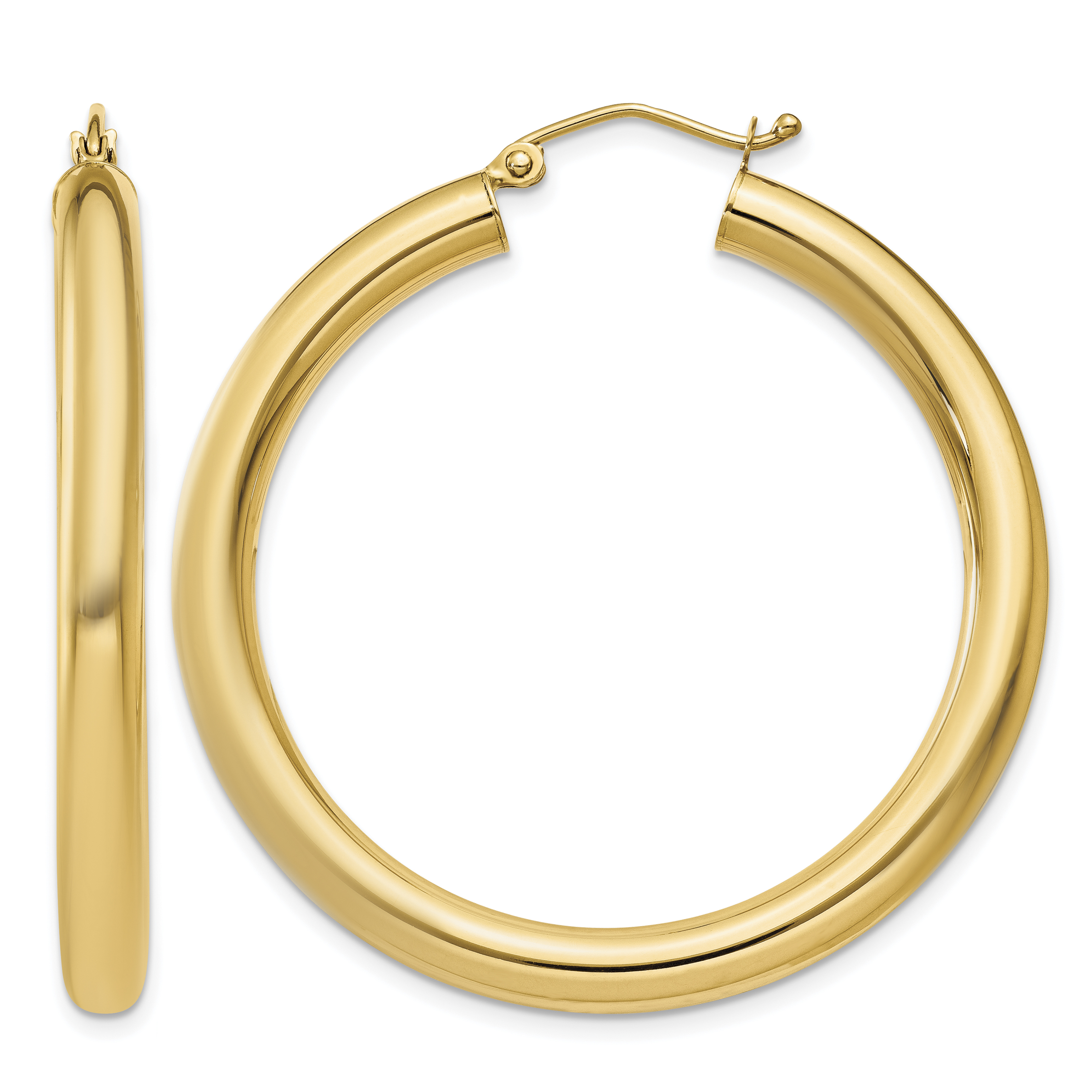14K Polished 4mm Lightweight Tube Hoop Earrings (T947L)