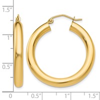 14K Yellow Gold 4x 30mm Polished Lightweight Tube Hoop Earrings view 4