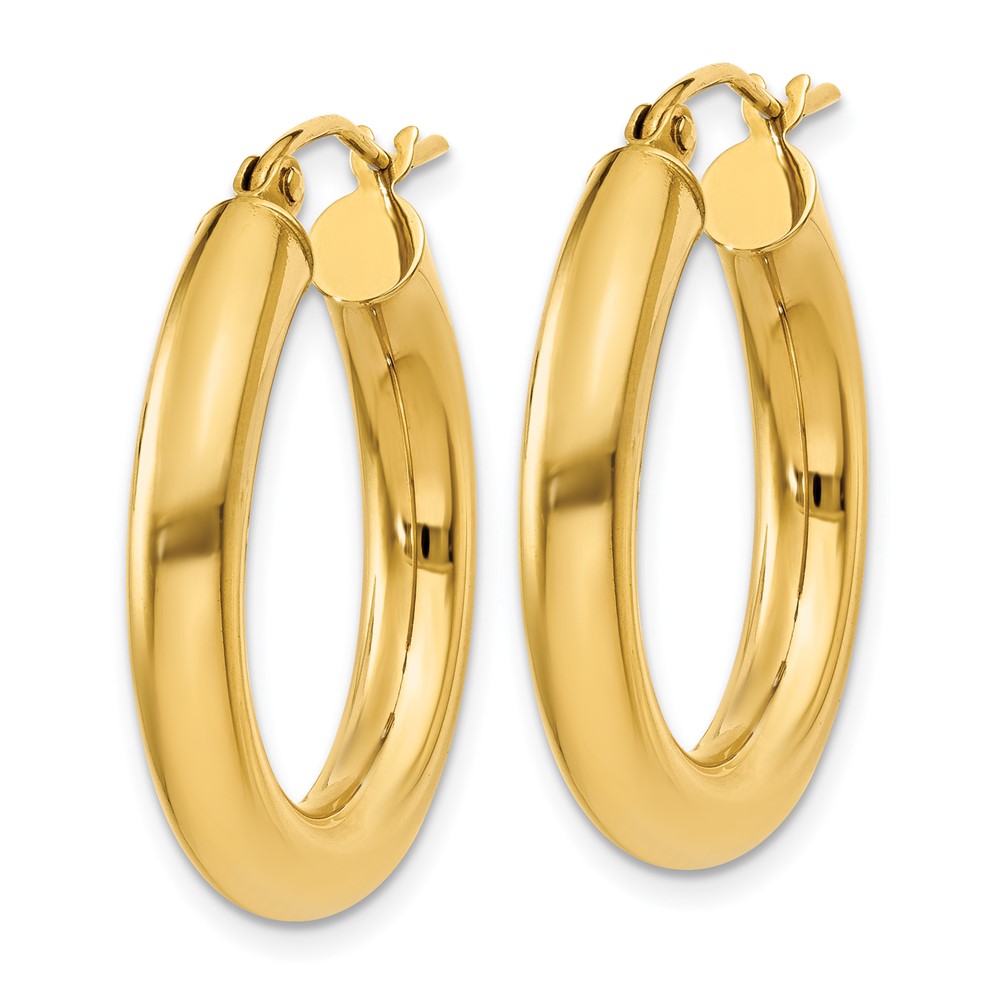 14k Polished 4mm Tube Hoop Earrings (T950)