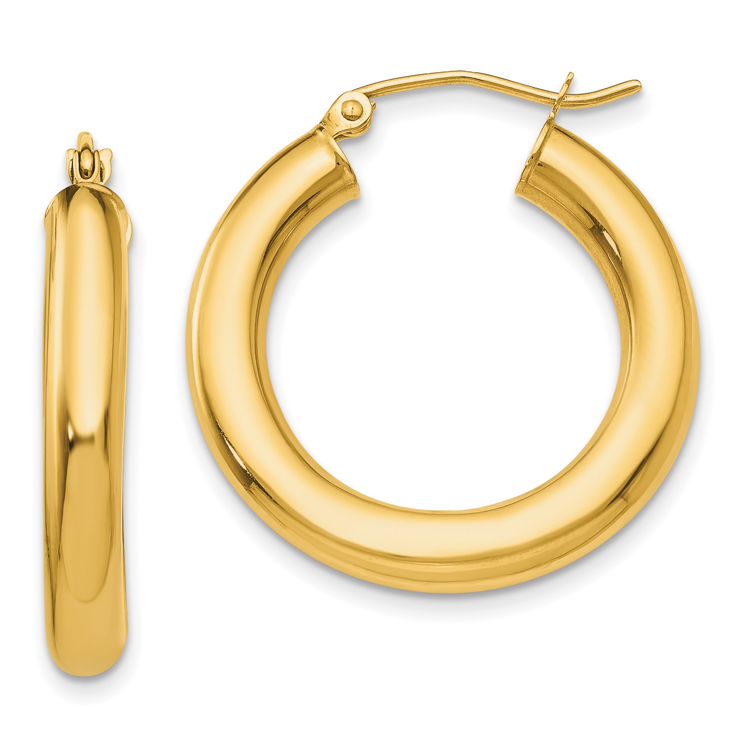 14k Yellow Gold Polished 4mm X 25mm Hoop Earrings Ebay 14k Yellow Gold Polished 4mm X 25mm Hoop Earrings Diameter
