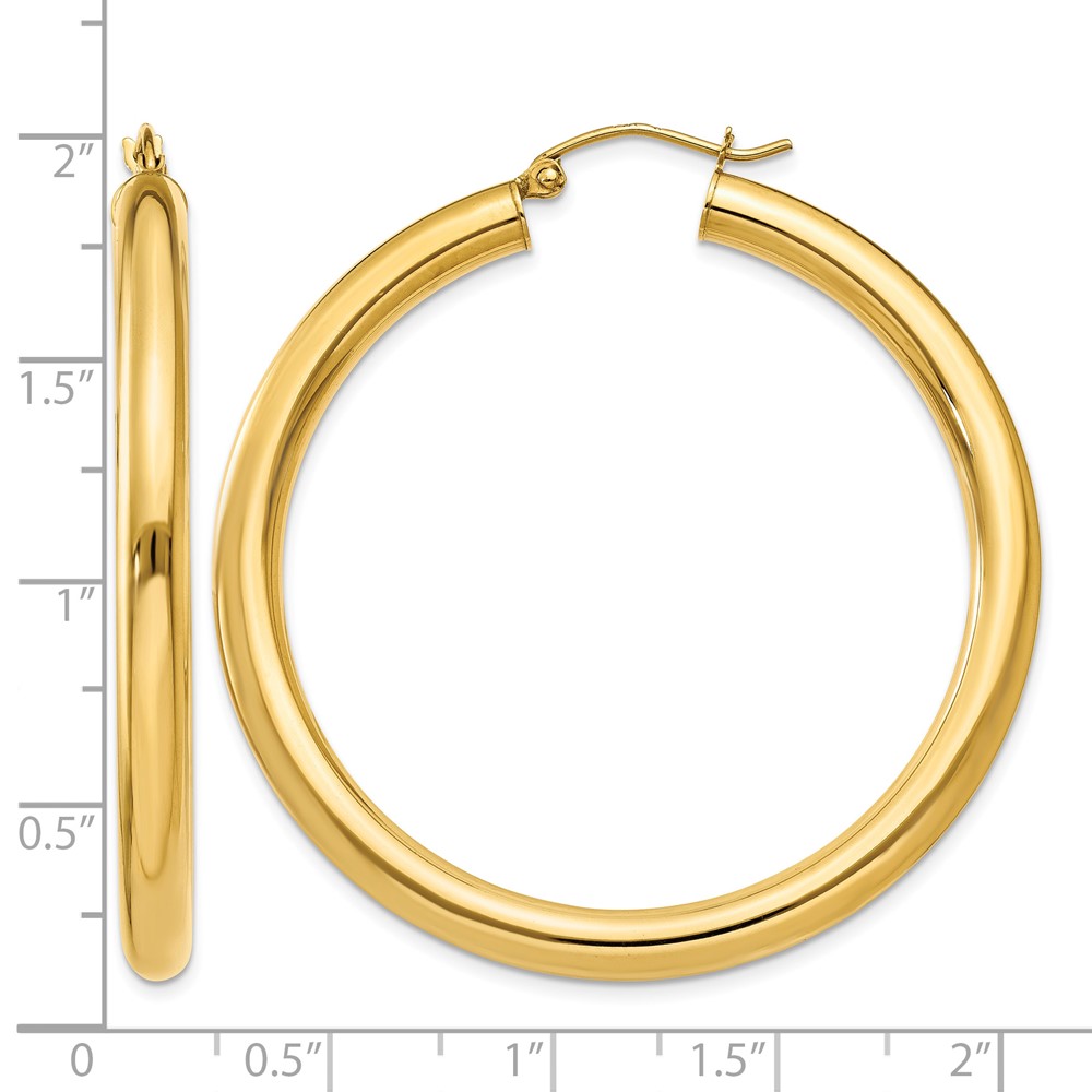 14K Polished 4mm Tube Hoop Earrings (T951)