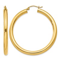 14K Yellow Gold 4x 45mm Polished Tube Hoop Earrings view 1