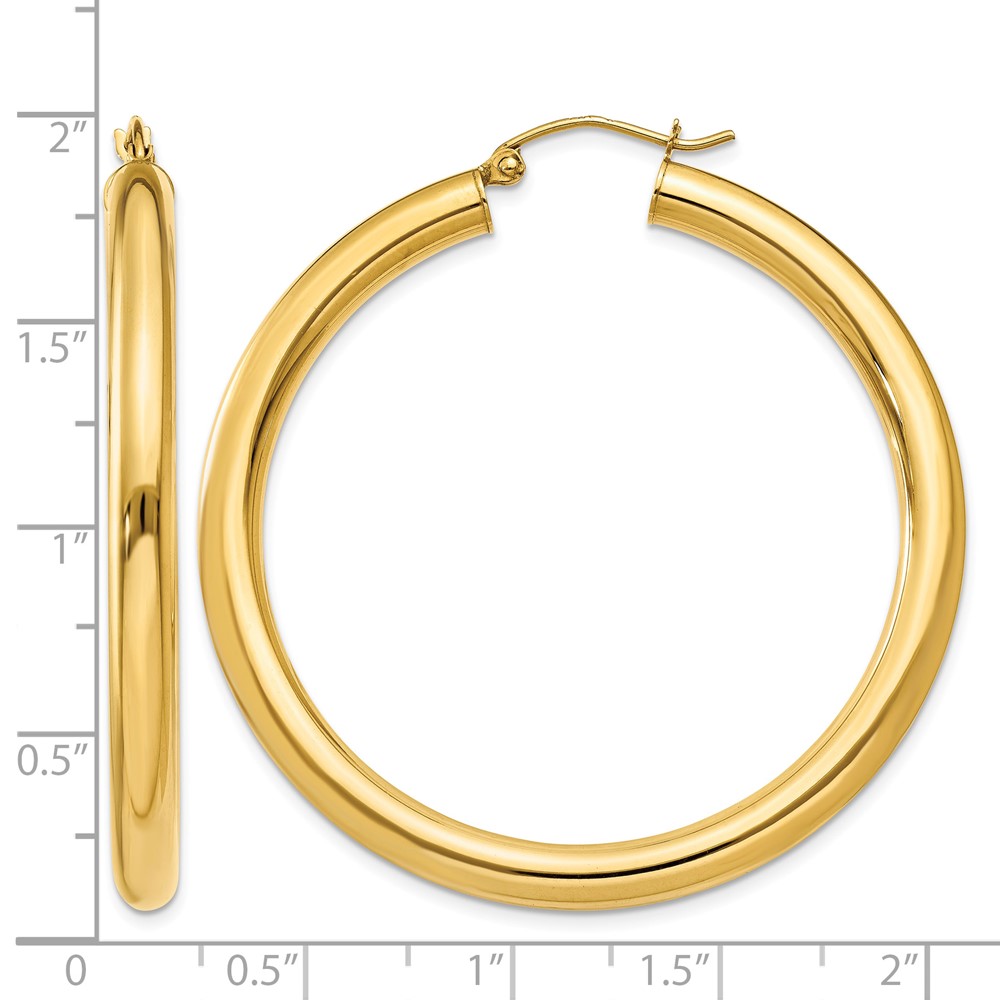 14K Polished 4mm Lightweight Tube Hoop Earrings (T951L)