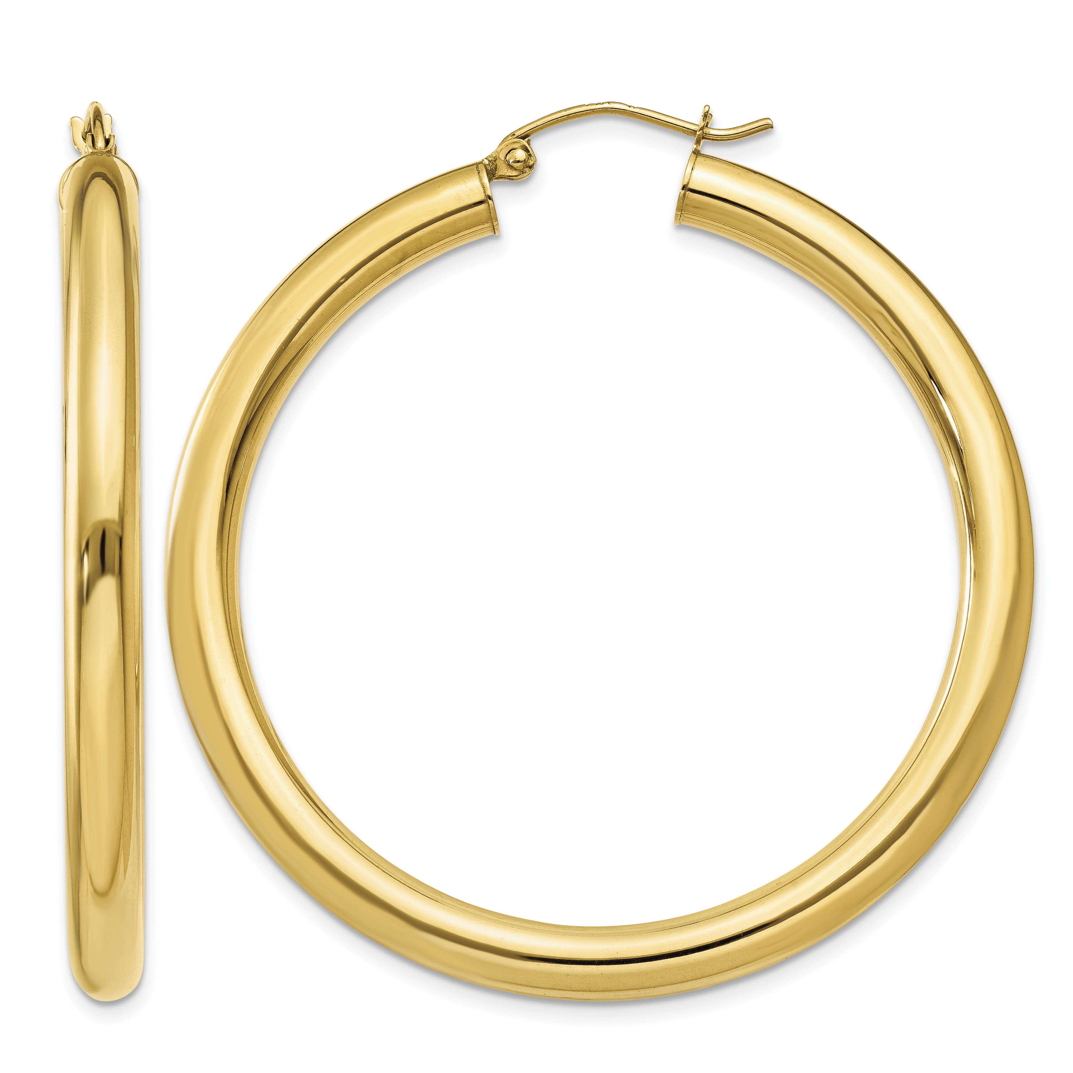 14K Polished 4mm Lightweight Tube Hoop Earrings (T951L)