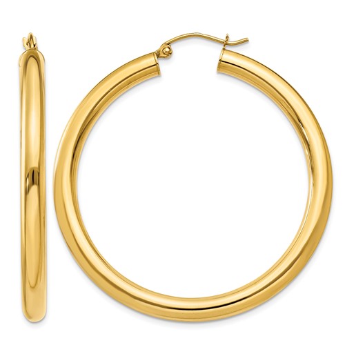 14K Yellow Gold 4x 45mm Polished Lightweight Tube Hoop Earrings