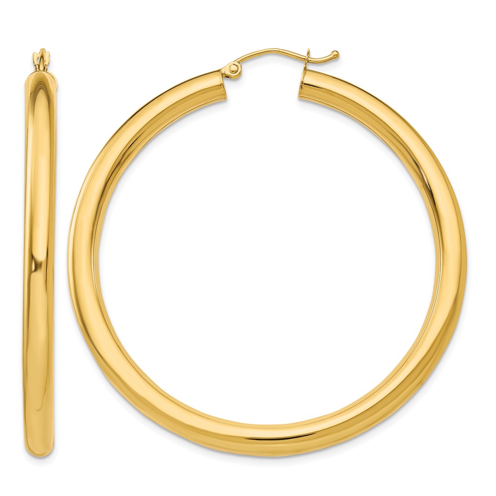 14K Yellow Gold 4x 50mm Polished Lightweight Tube Hoop Earrings