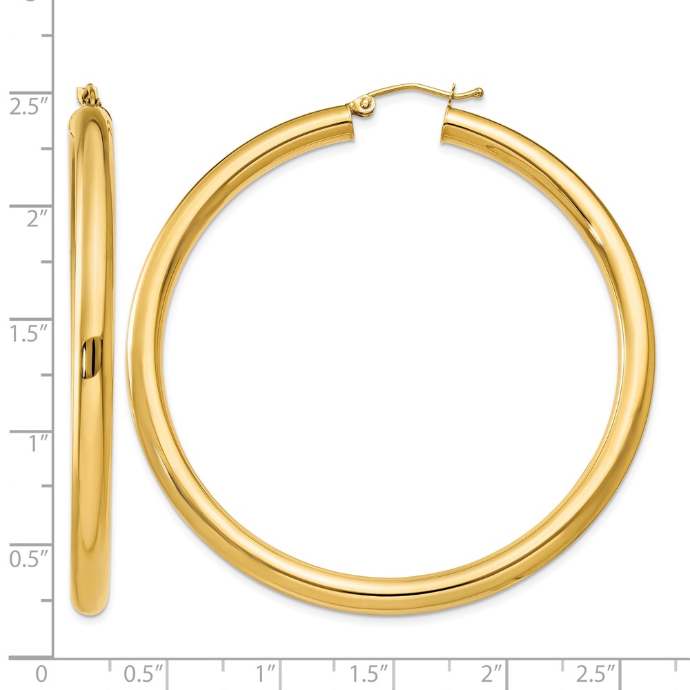 14K Polished 4mm Tube Hoop Earrings (T953)