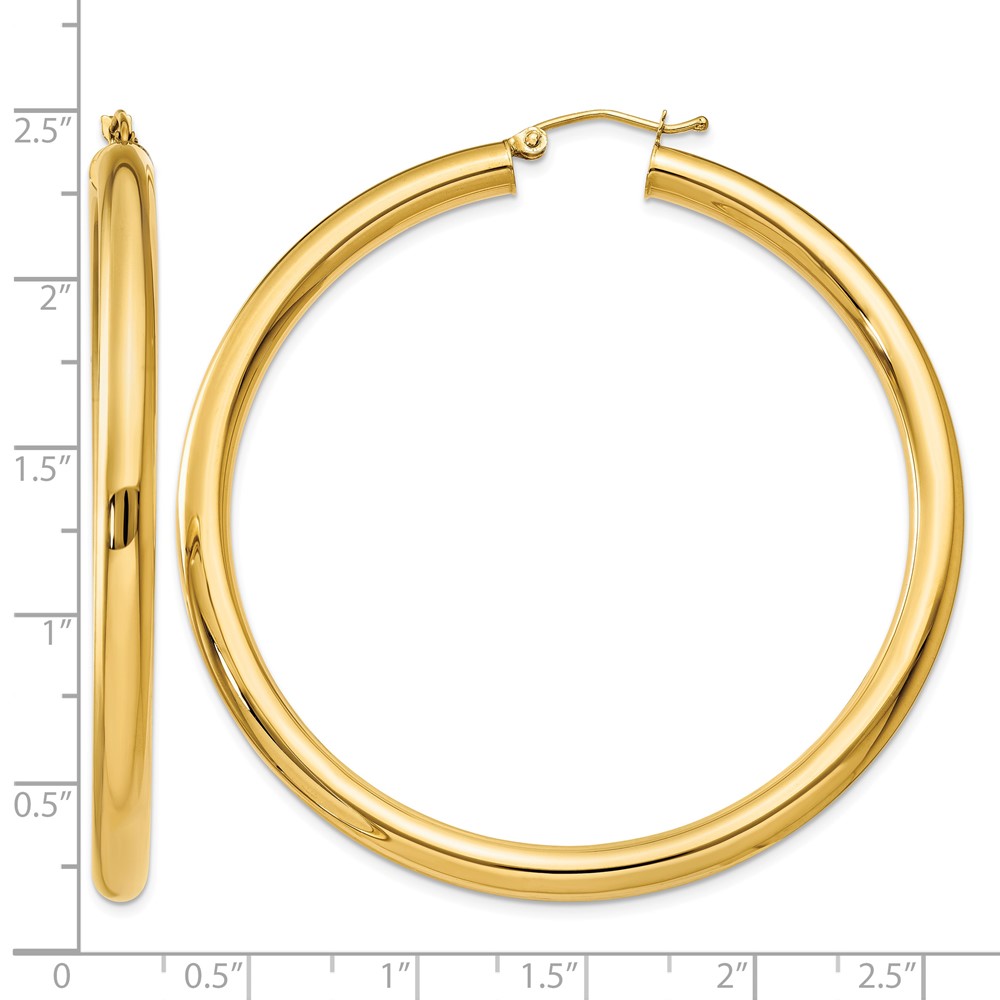 14K Polished 4mm Lightweight Tube Hoop Earrings (T953L)