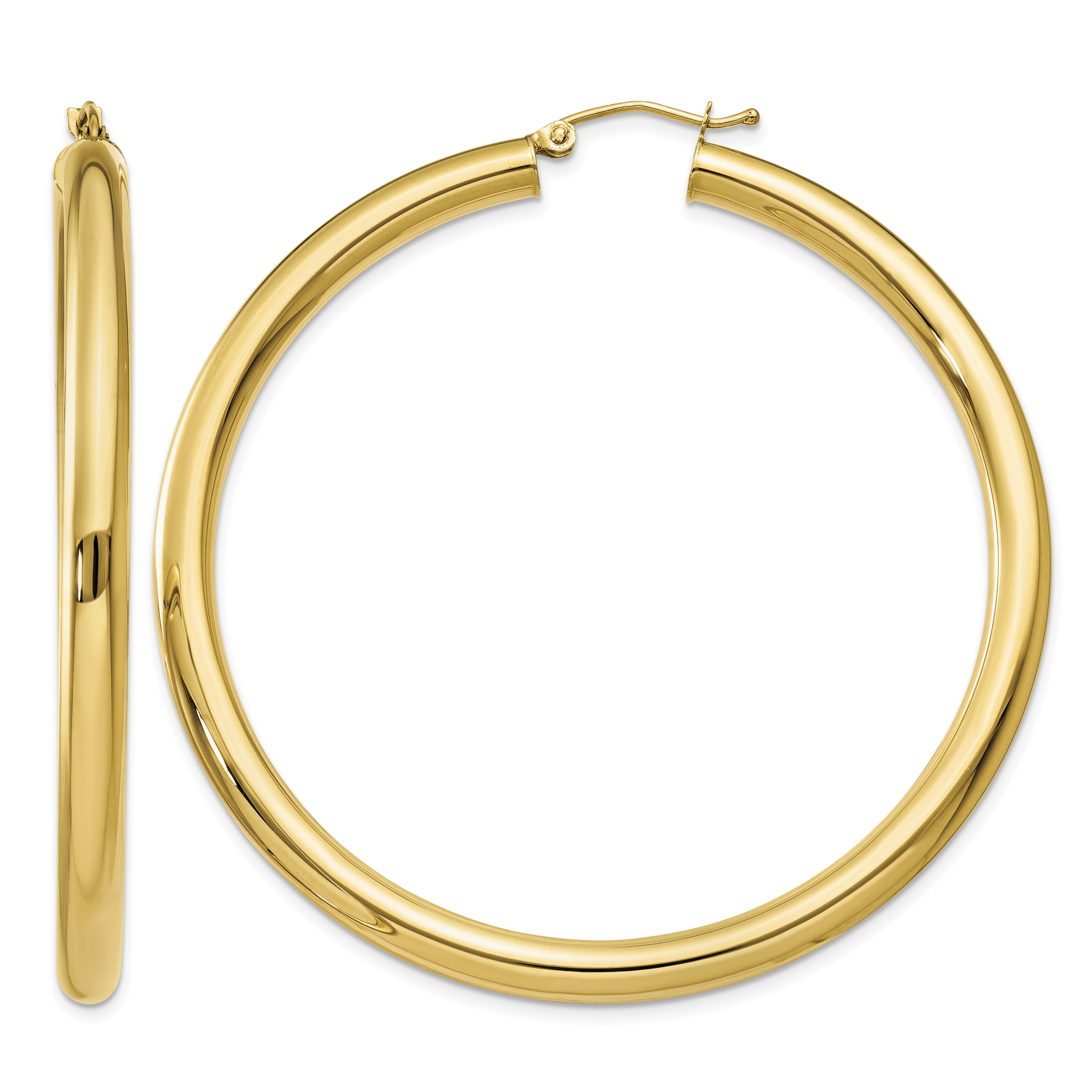 14K Polished 4mm Lightweight Tube Hoop Earrings (T953L)