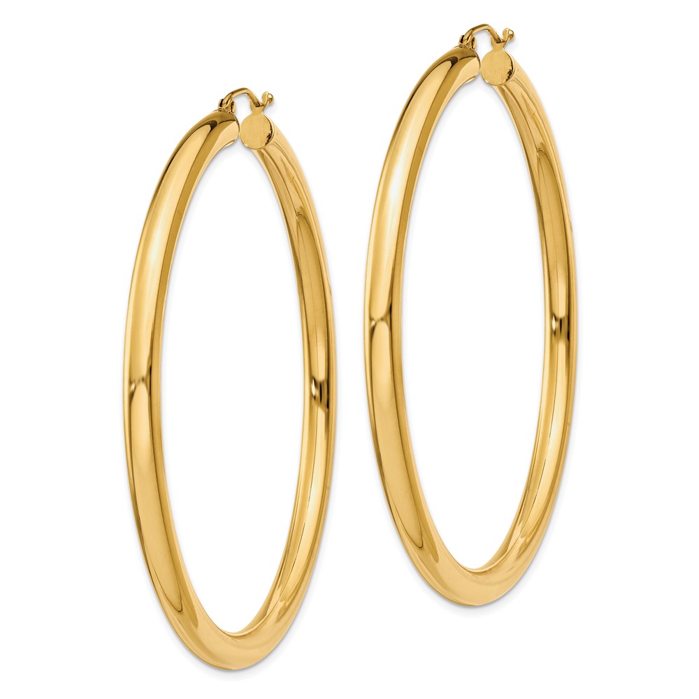 14K Polished 4mm Tube Hoop Earrings (T954)