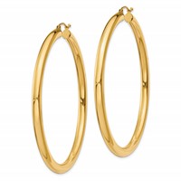14K Yellow Gold 4x 60mm Polished Lightweight Tube Hoop Earrings view 2