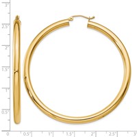 14K Yellow Gold 4x 60mm Polished Lightweight Tube Hoop Earrings view 4