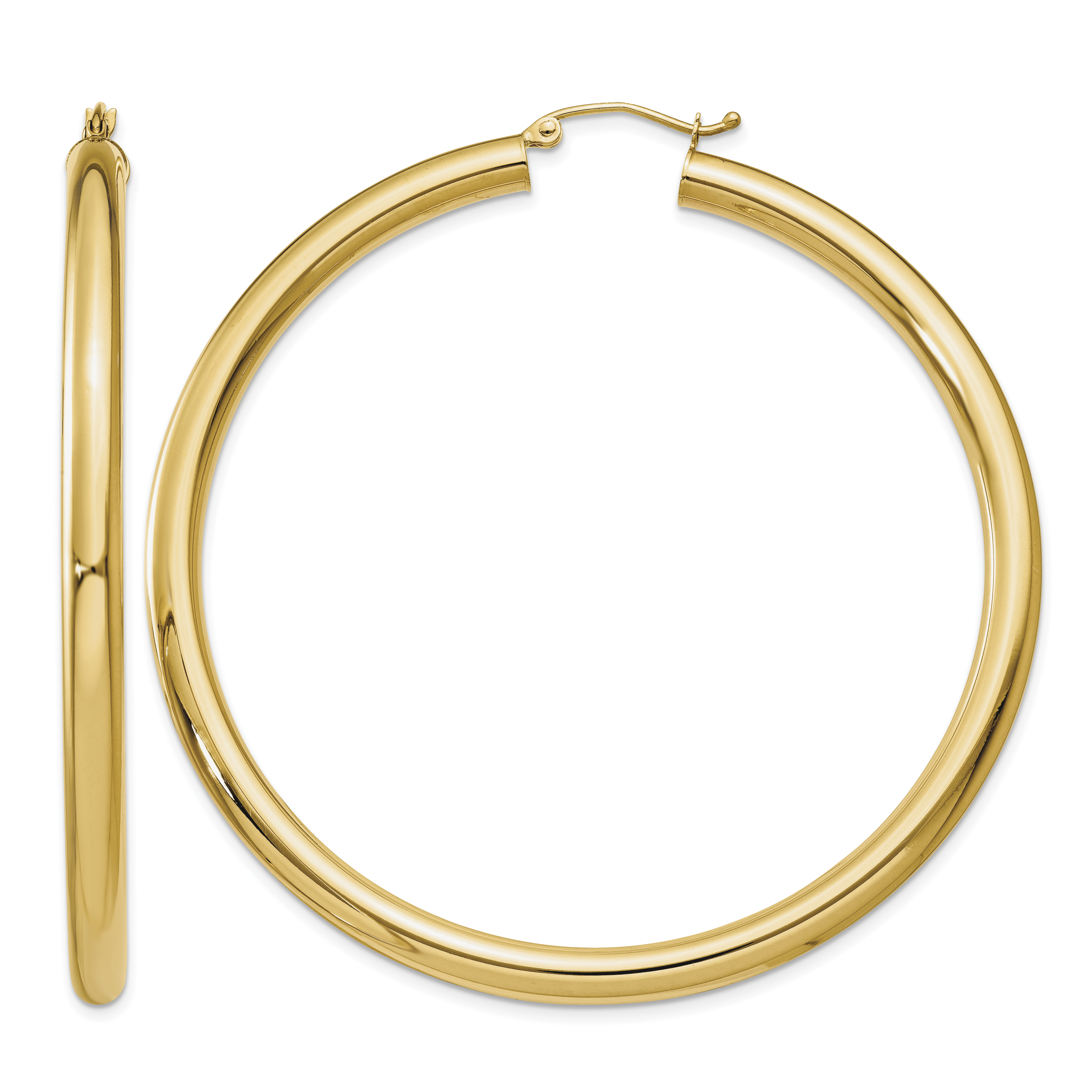 14K Polished 4mm Lightweight Tube Hoop Earrings (T954L)