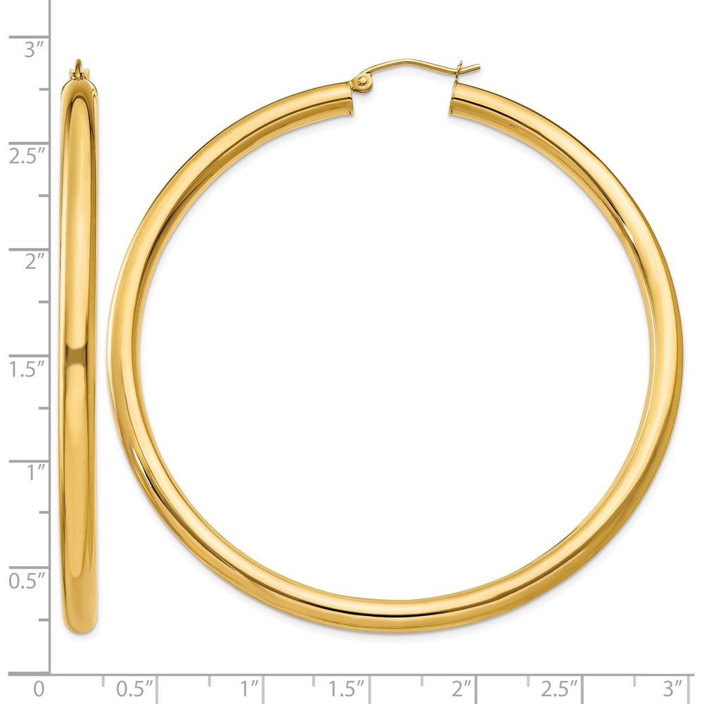 14K Polished 4mm Lightweight Tube Hoop Earrings (T955L)