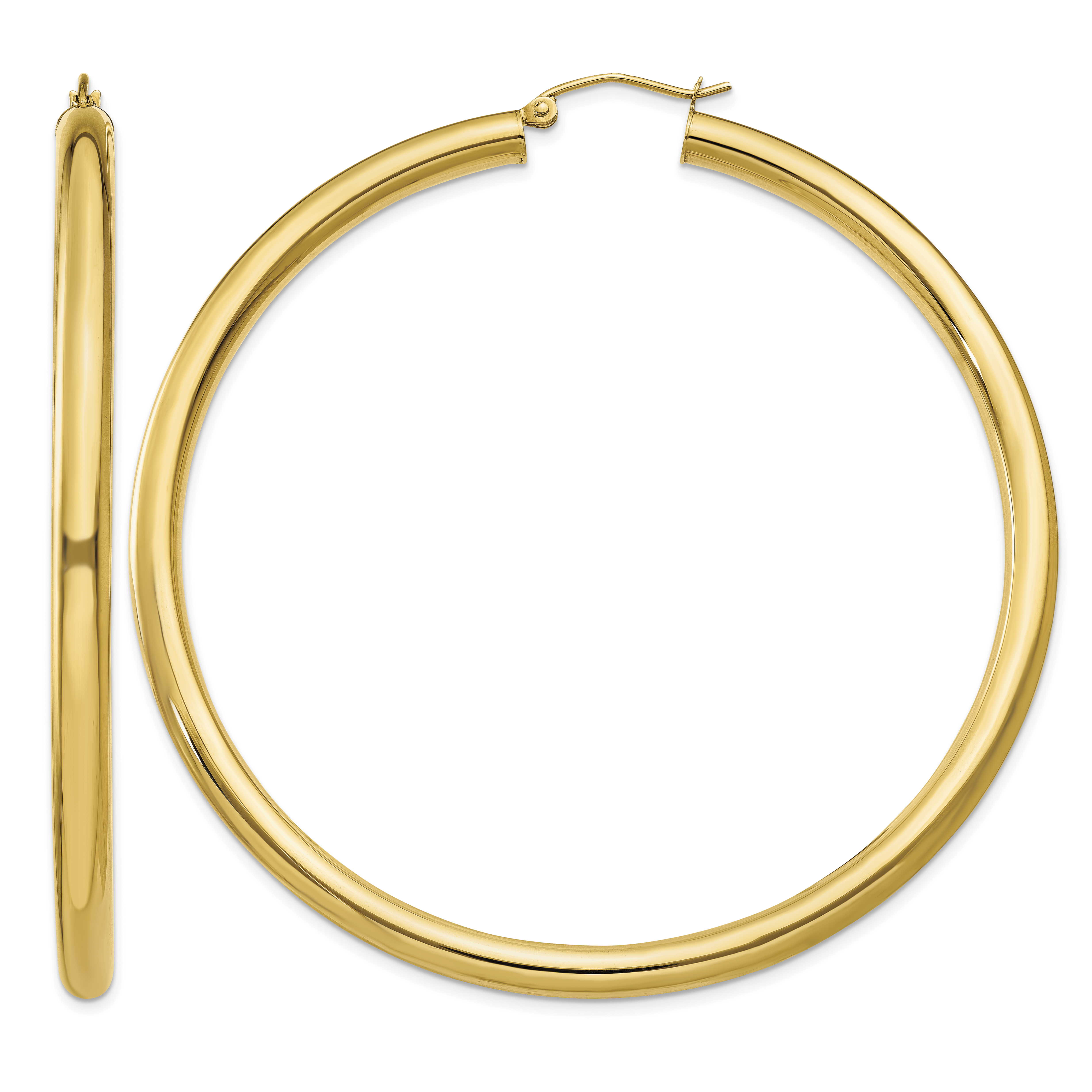 14K Polished 4mm Lightweight Tube Hoop Earrings (T955L)