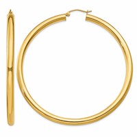 14K Yellow Gold 4x 65mm Polished Lightweight Tube Hoop Earrings view 1