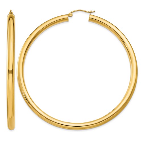 14K Yellow Gold 4x 65mm Polished Lightweight Tube Hoop Earrings