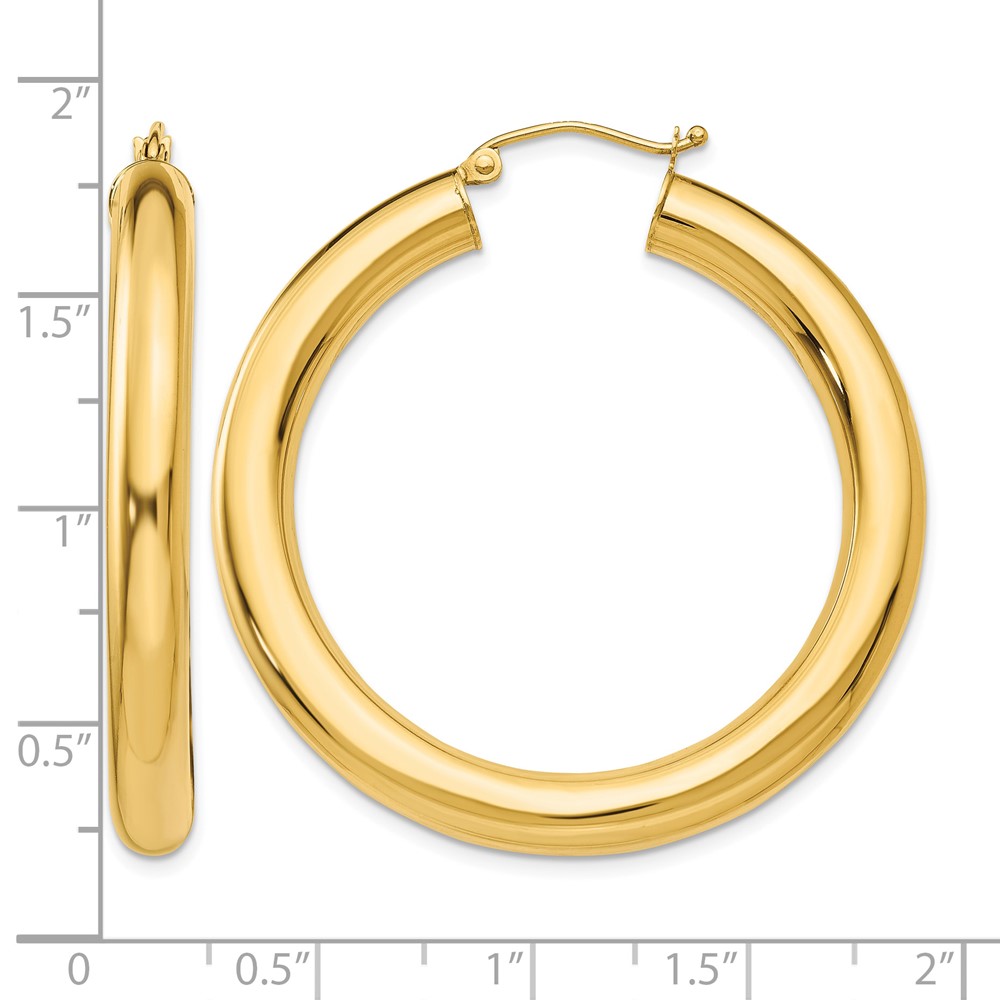 14k Polished 5mm Tube Hoop Earrings (T956)