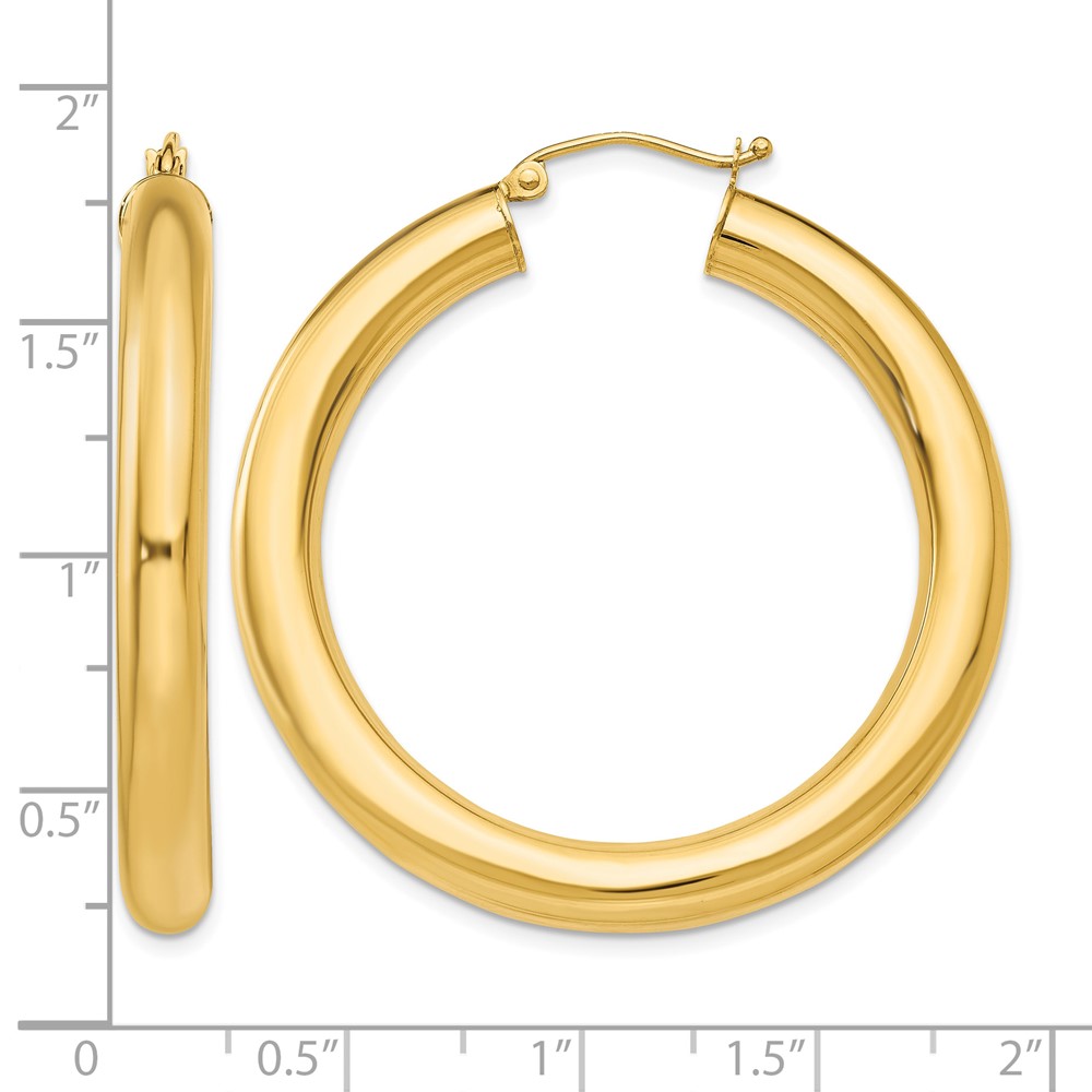 14k Yellow Gold Polished 5mm Lightweight Hoop Earrings (T956L)