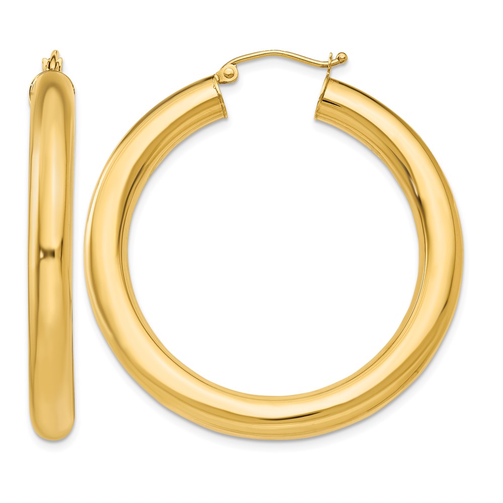 14k Yellow Gold Polished 5mm Lightweight Hoop Earrings (T956L)