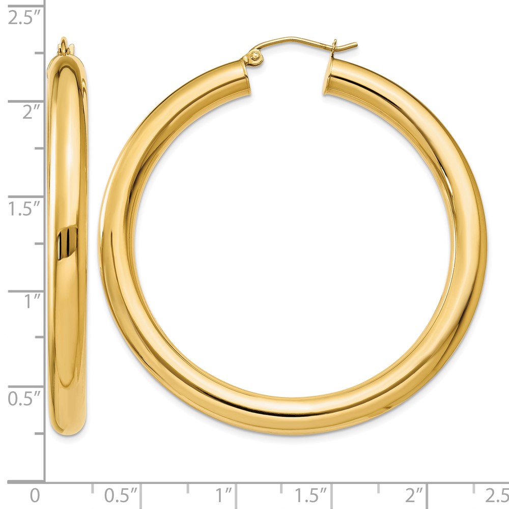 14k Polished 5mm Tube Hoop Earrings (T957)