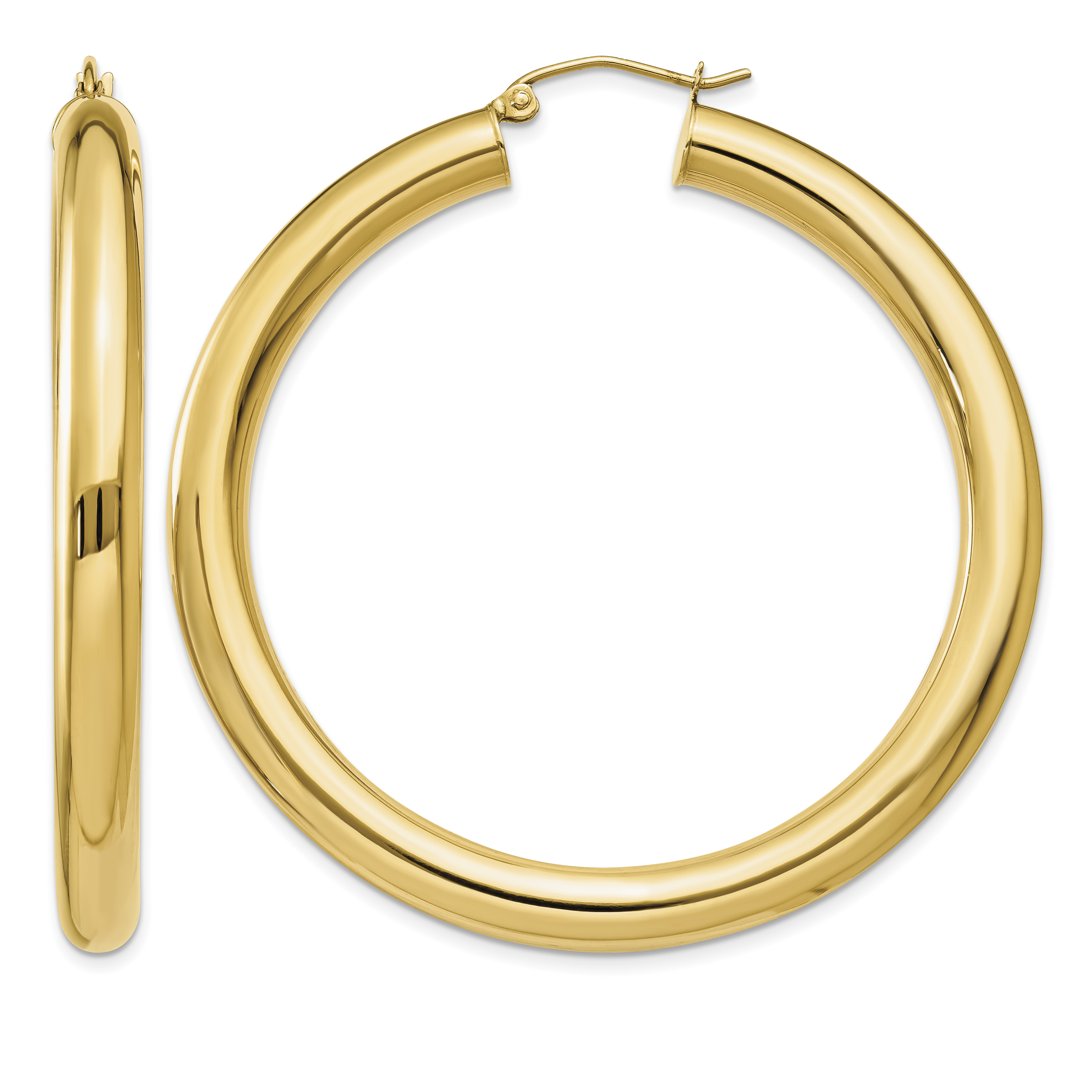 14k Polished 5mm Tube Hoop Earrings (T957)
