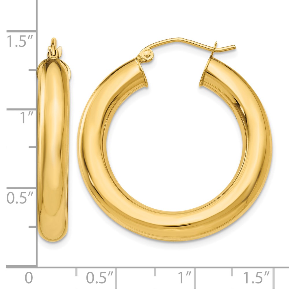 14k Polished 5mm Tube Hoop Earrings (T958)