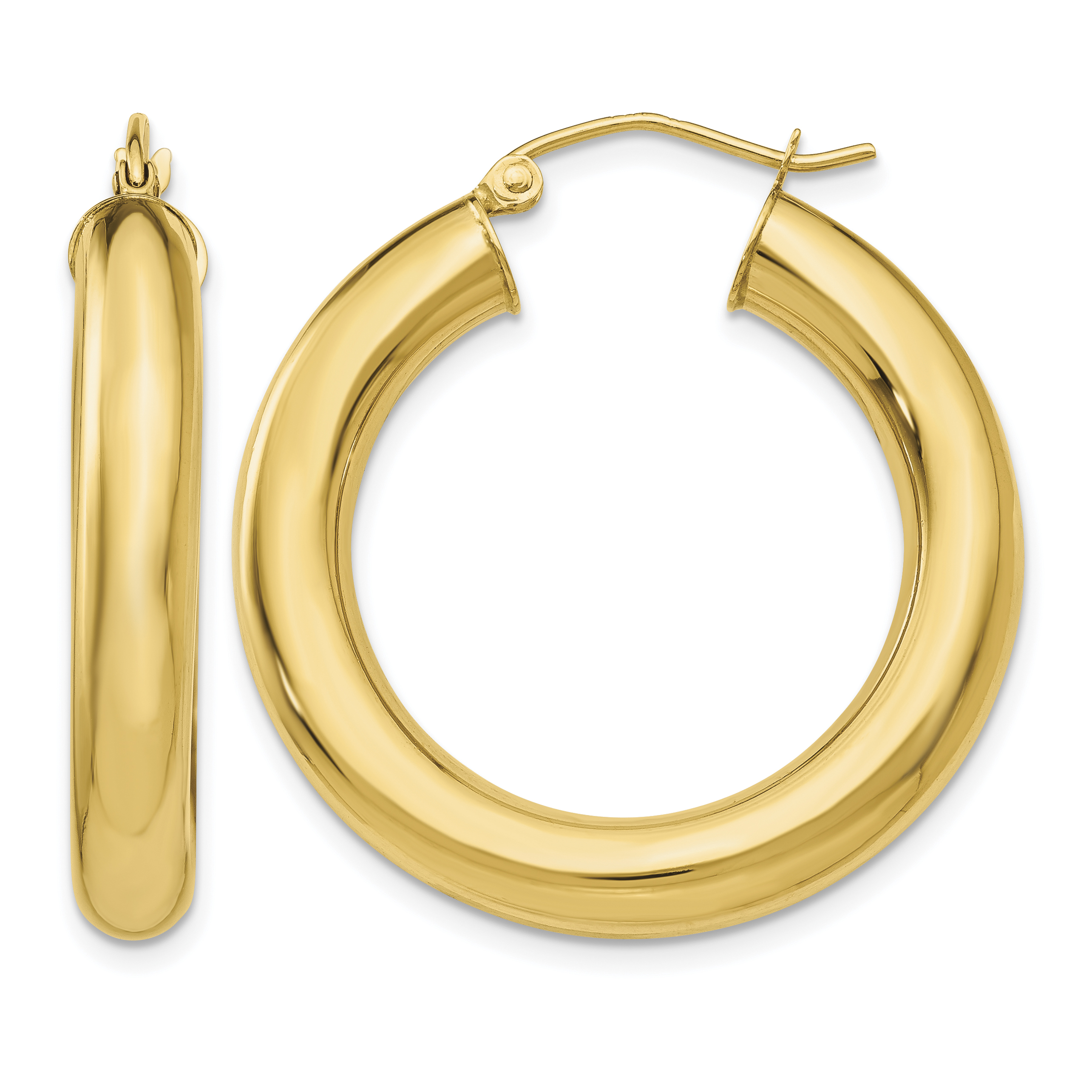 14k Polished 5mm Tube Hoop Earrings (T958)