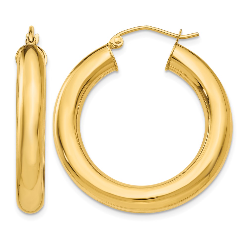 14k Polished 5mm Tube Hoop Earrings (T958)