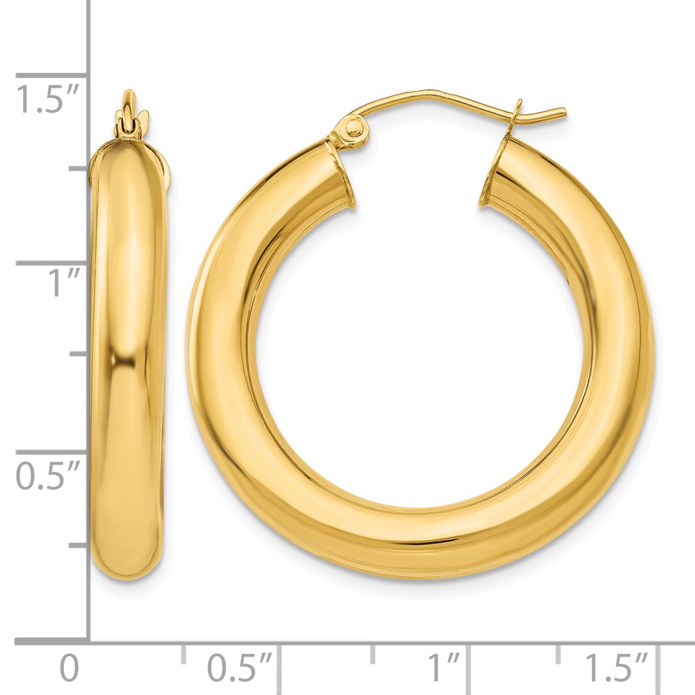 14k Yellow Polished 5mm Lightweight Hoop Earrings (T958L)