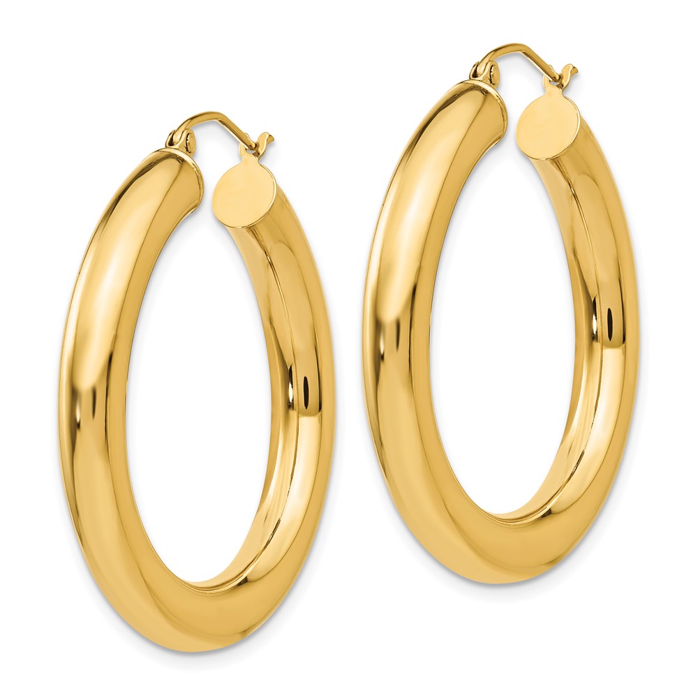 14k Polished 5mm Tube Hoop Earrings (T959)