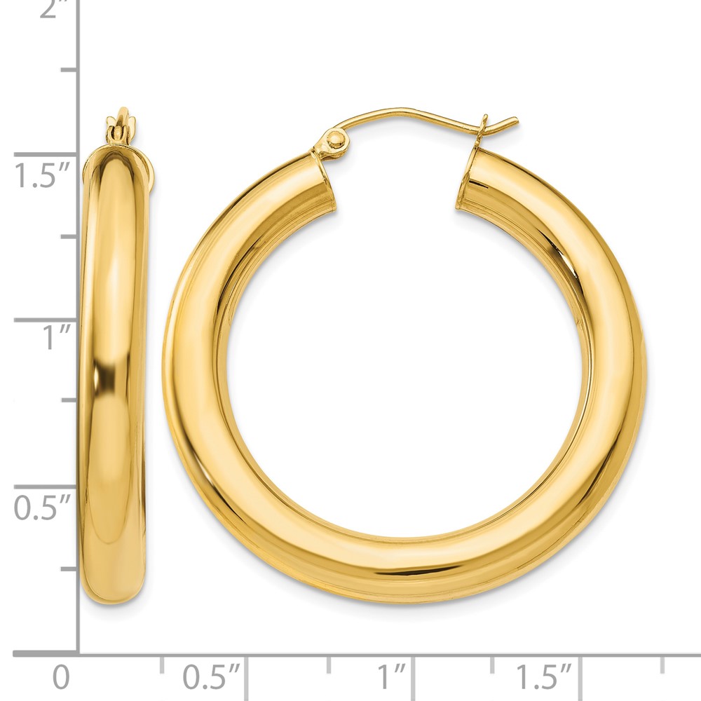 14k Polished 5mm Tube Hoop Earrings (T959)