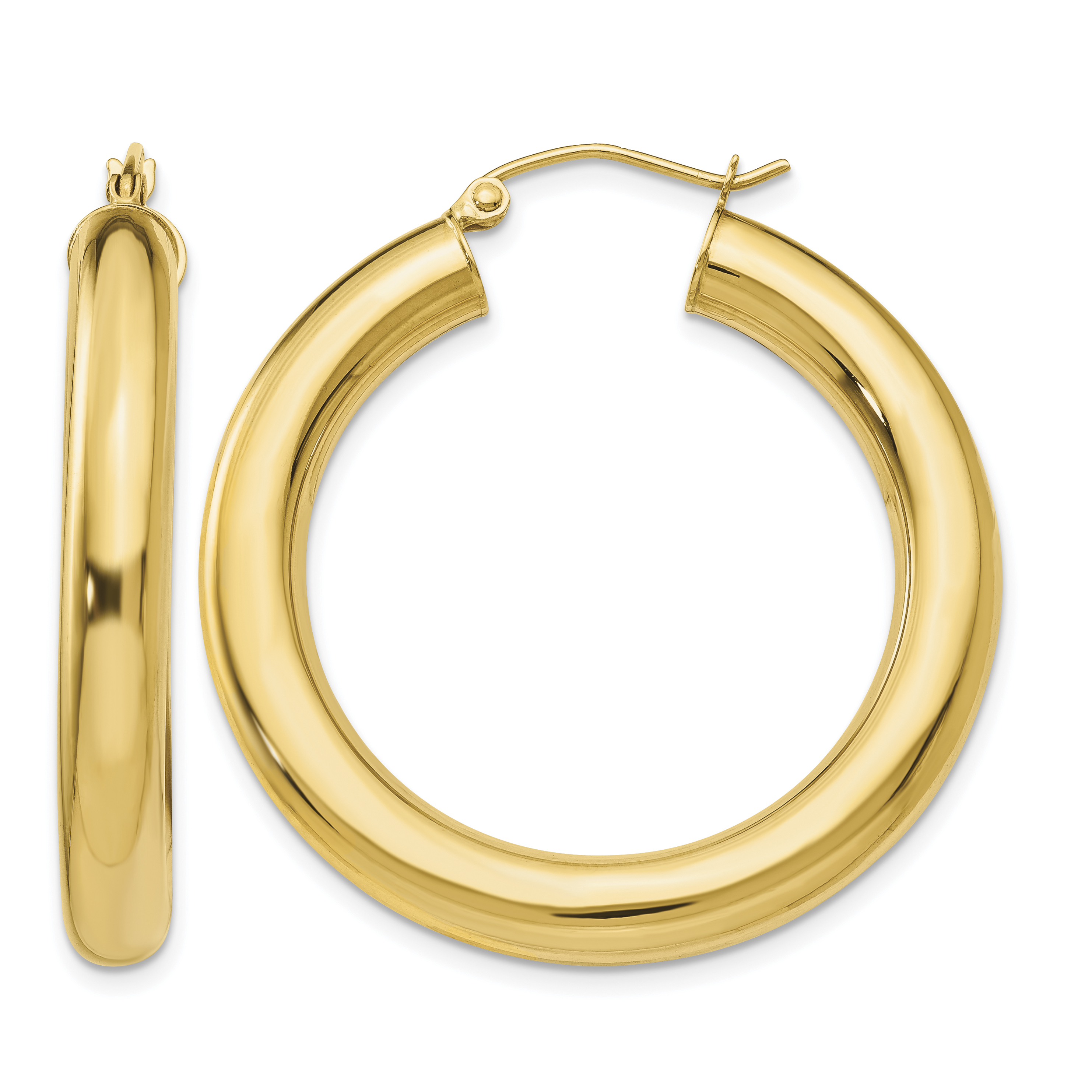 14k Polished 5mm Tube Hoop Earrings (T959)