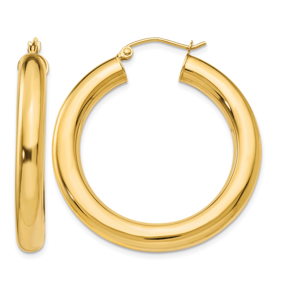 14k Polished 5mm Tube Hoop Earrings (T959)