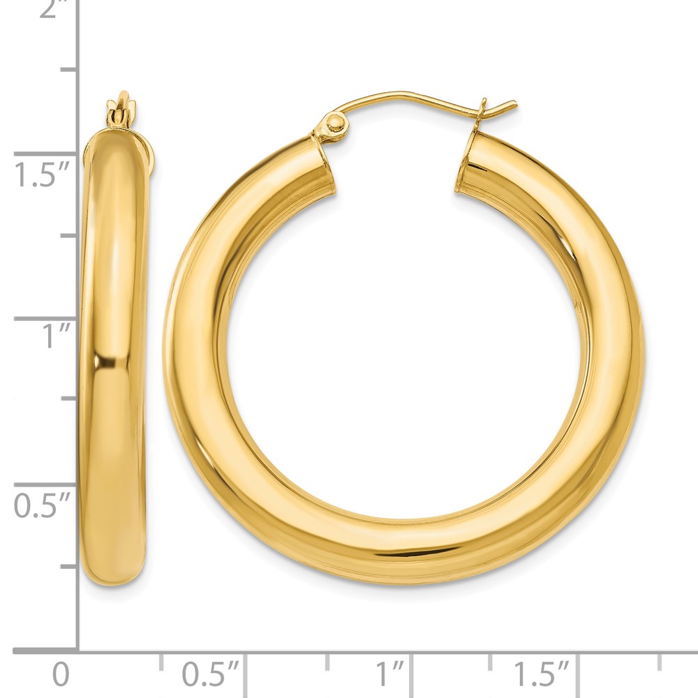 14k Yellow Gold Polished 5mm Lightweight Hoop Earrings (T959L)