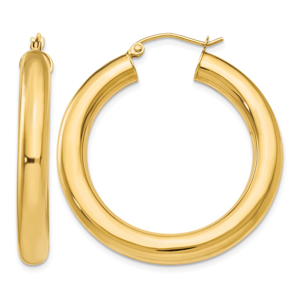 14k Yellow Gold Polished 5mm Lightweight Hoop Earrings (T959L)