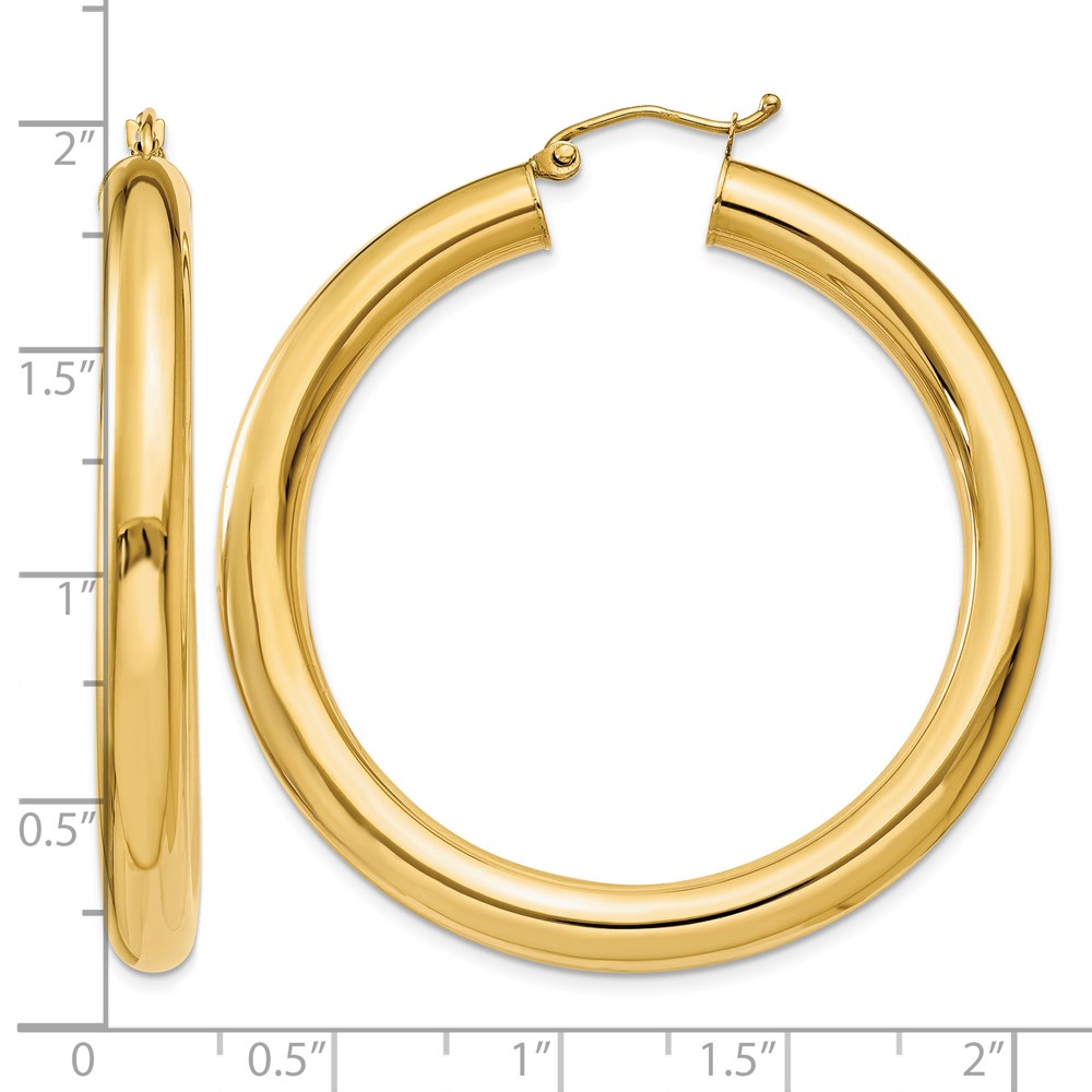 14k Polished 5mm Tube Hoop Earrings (T960)