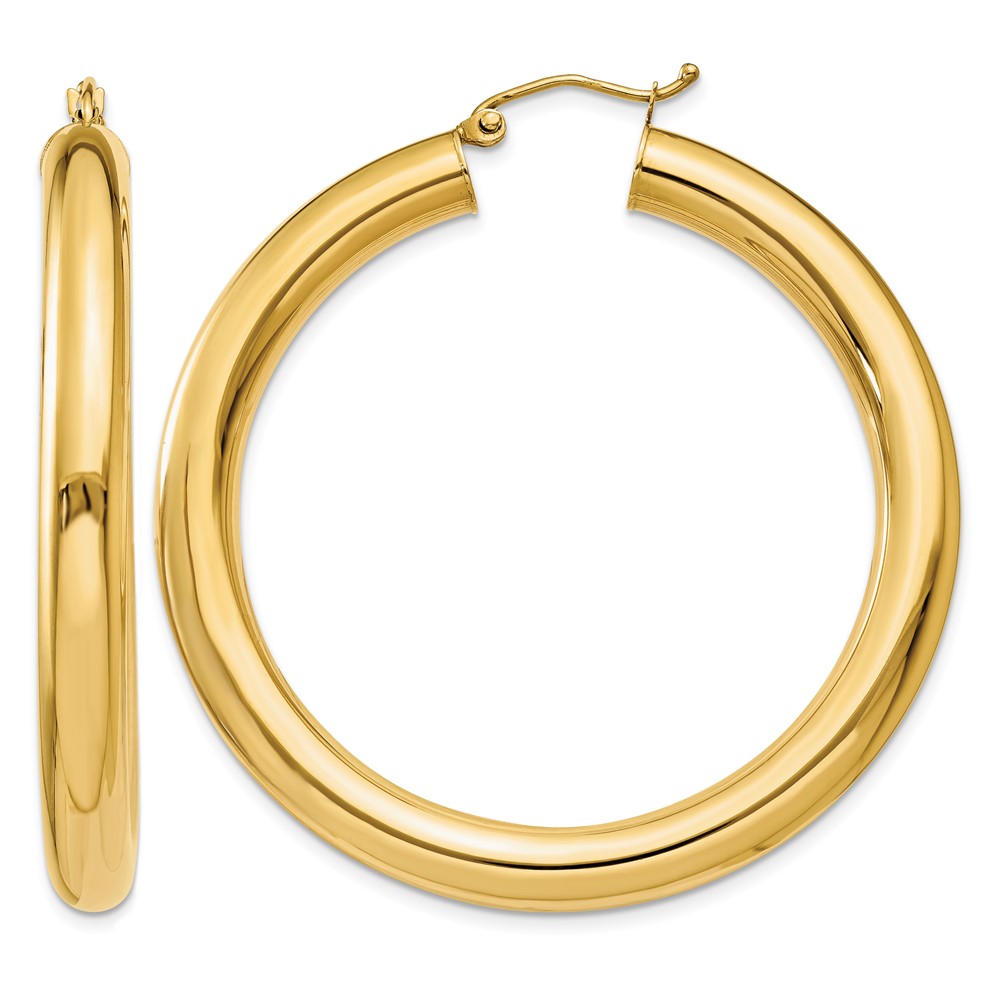 14k Polished 5mm Tube Hoop Earrings (T960)