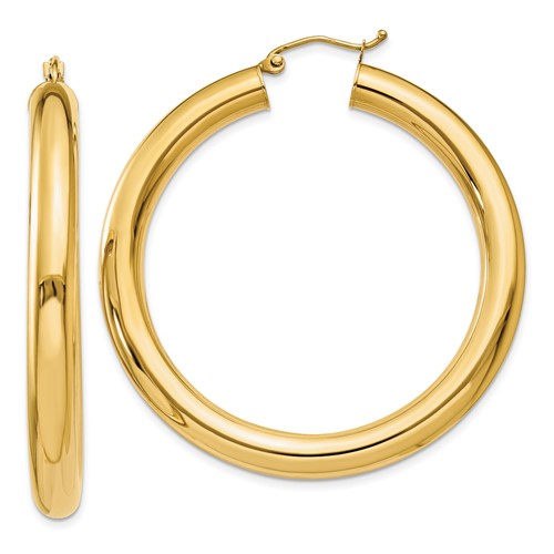 14k 5x45mm Polished Tube Hoop Earrings