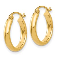 14K Yellow Gold 2.75x 16mm Polished Tube Hoop Earrings view 2