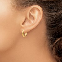 14K Yellow Gold 2.75x 16mm Polished Tube Hoop Earrings view 3