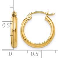 14K Yellow Gold 2.75x 16mm Polished Tube Hoop Earrings view 4