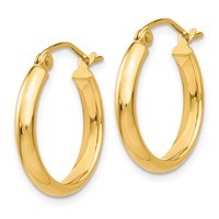 14K Yellow Gold 2.75x 18mm Polished Tube Hoop Earrings view 2