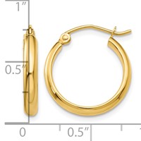 14K Yellow Gold 2.75x 18mm Polished Tube Hoop Earrings view 4